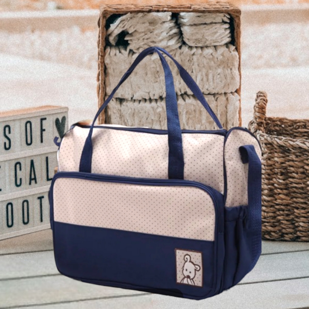 Banner Bonnie 4 Pcs Navy Mommy Bag Set Diaper Tote Bottle Lunch Bags Diaper Pad
